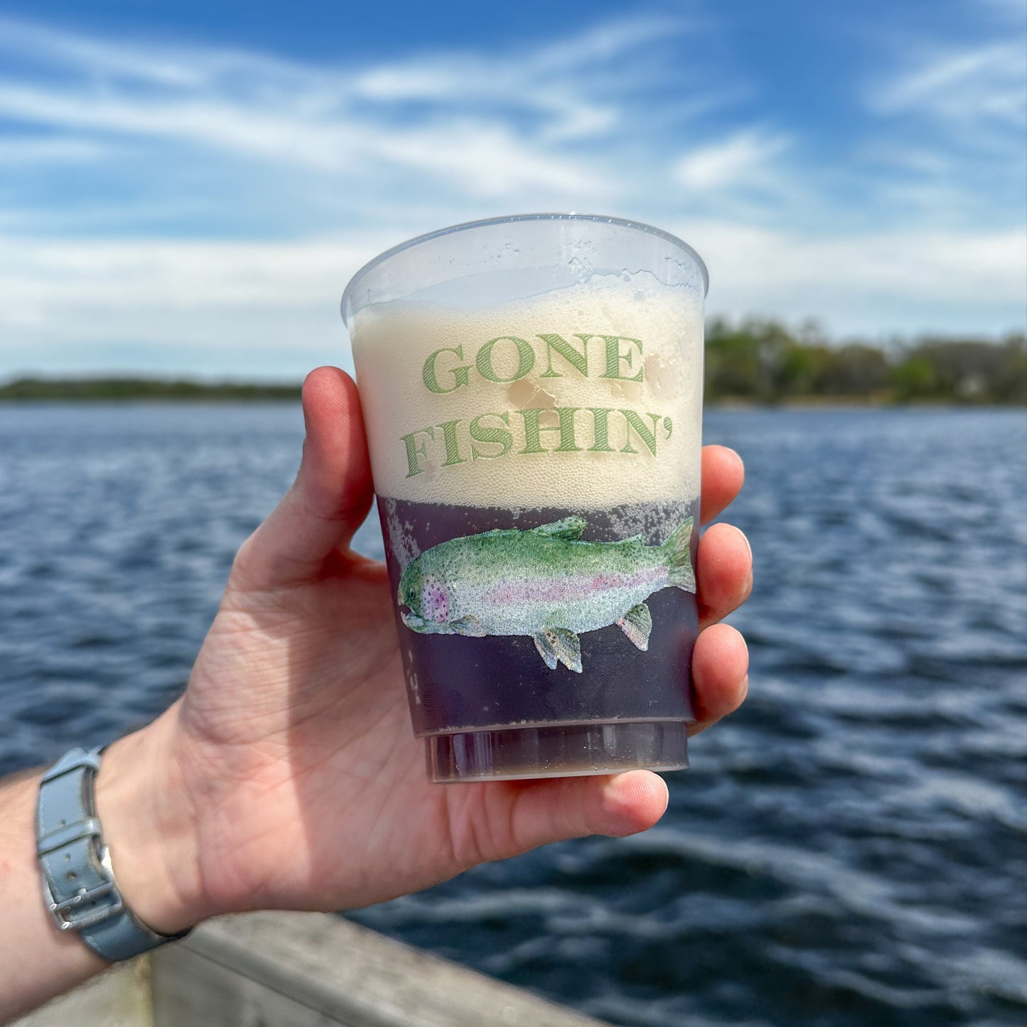 shatterproof Father's Day cup  watercolor trout