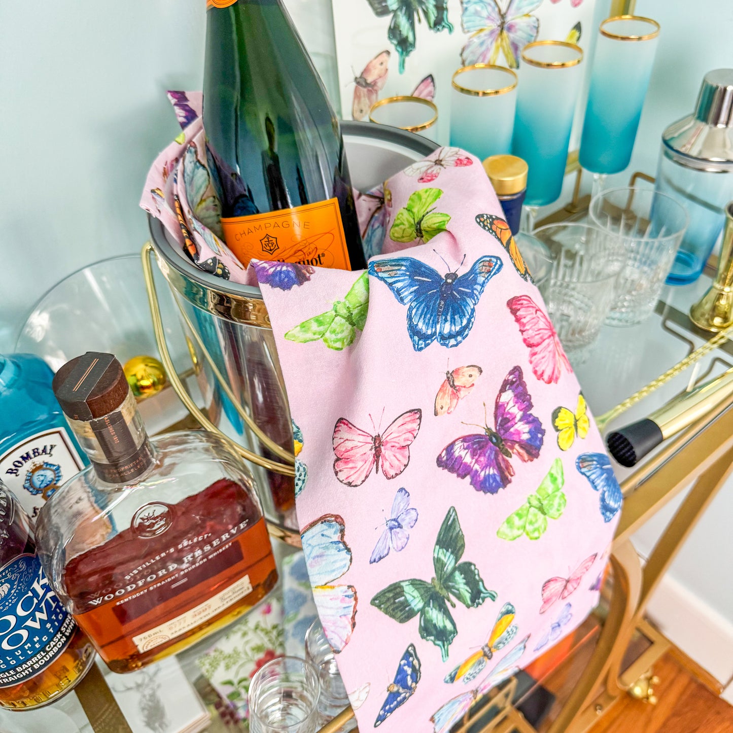 Butterfly kitchen towel for Bar Cart
