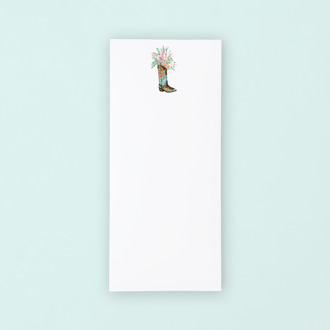 Blue Boot With Flowers Lists Pad