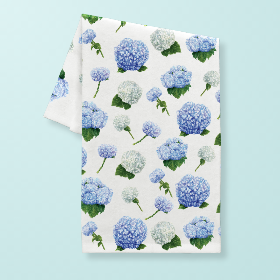 Hydrangea tea towel design