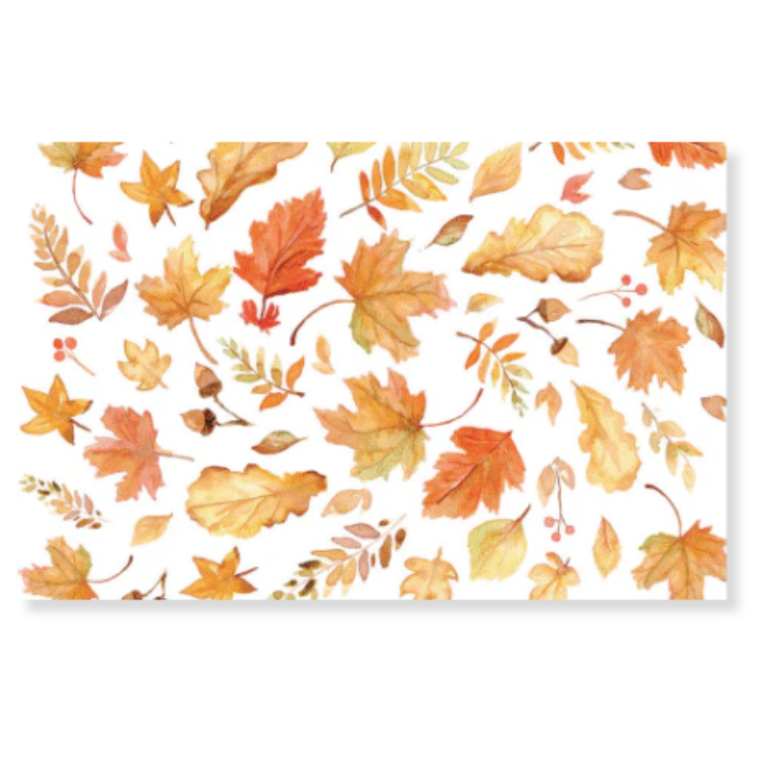 placemat with fall leaves on it