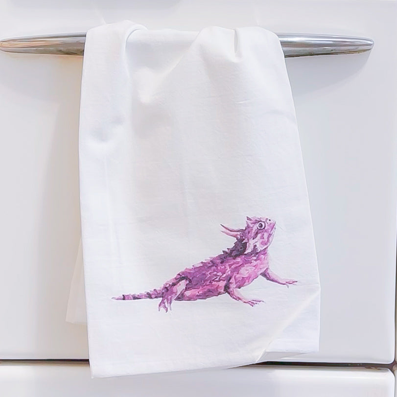 Purple Horned Frog Tea Towel