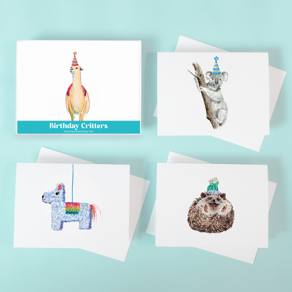 Birthday Critters Assorted Stationery Set