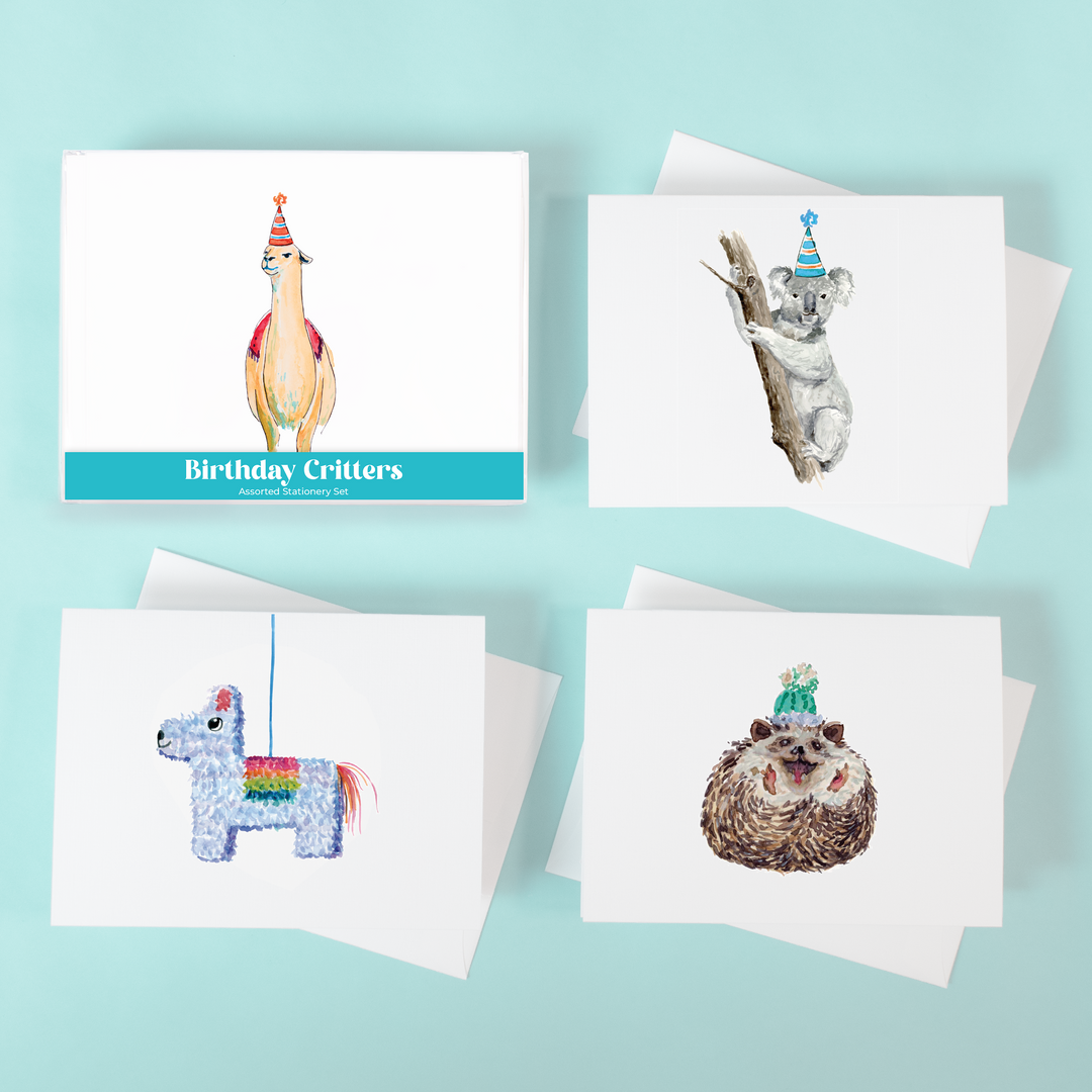 Birthday Critters Assorted Stationery Set