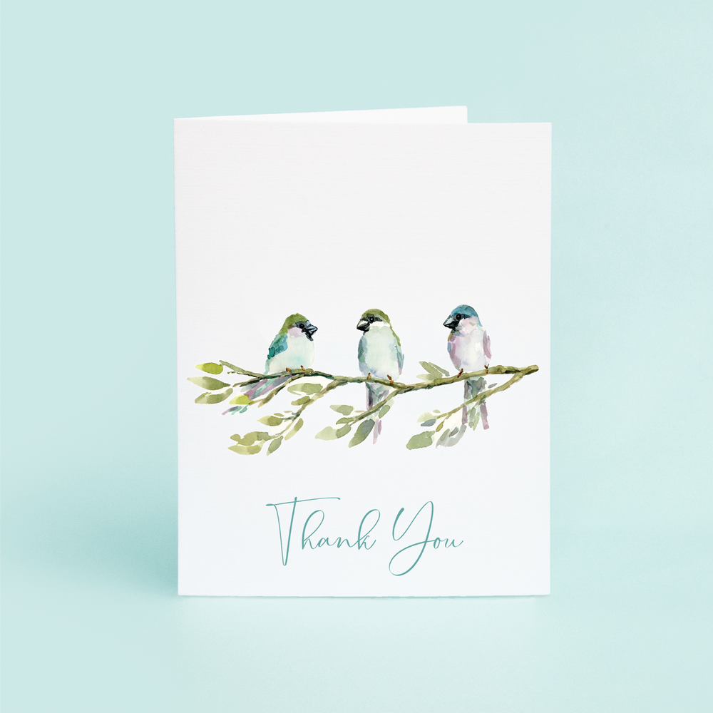 Finches On Branch "Thank You"