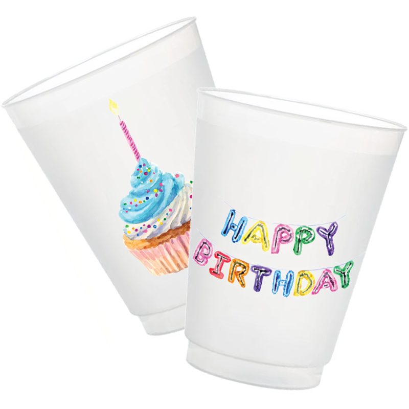 Happy Birthday Frosted Cup (Double-Sided)