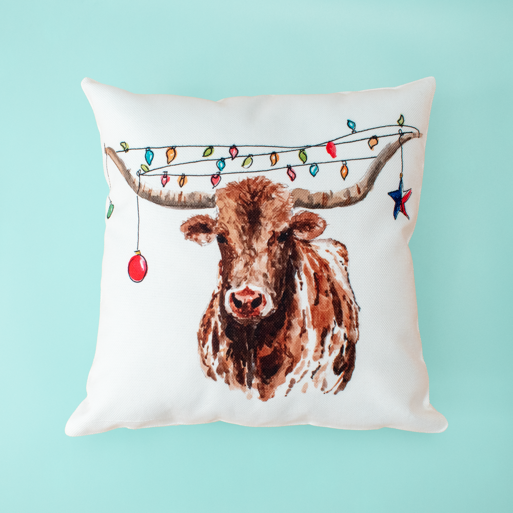 Christmas Longhorn Pillow