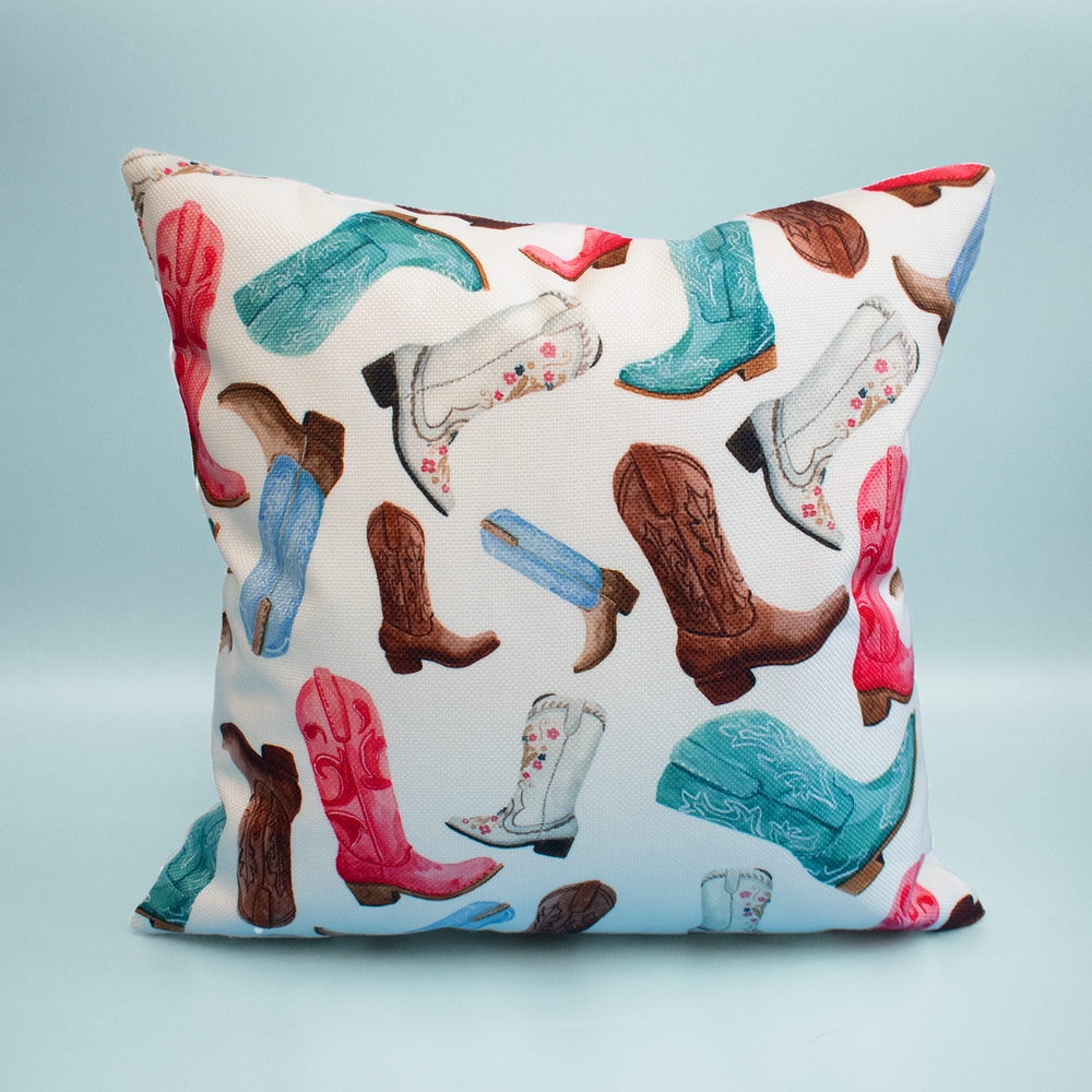 Colorful Cowboy Boots Pillow