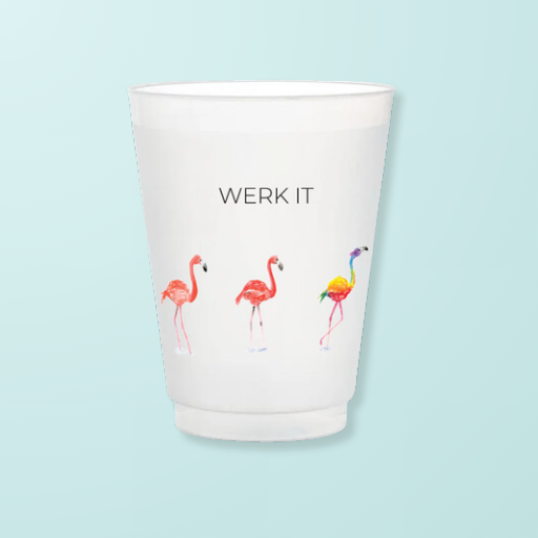 "Werk It" Flamingo Frosted Cups