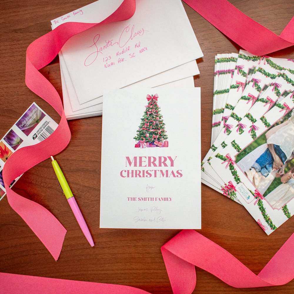 Pink Bows Custom Holiday Cards