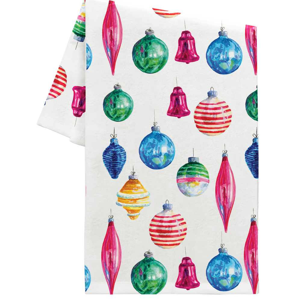 Retro Ornaments Tea Towel