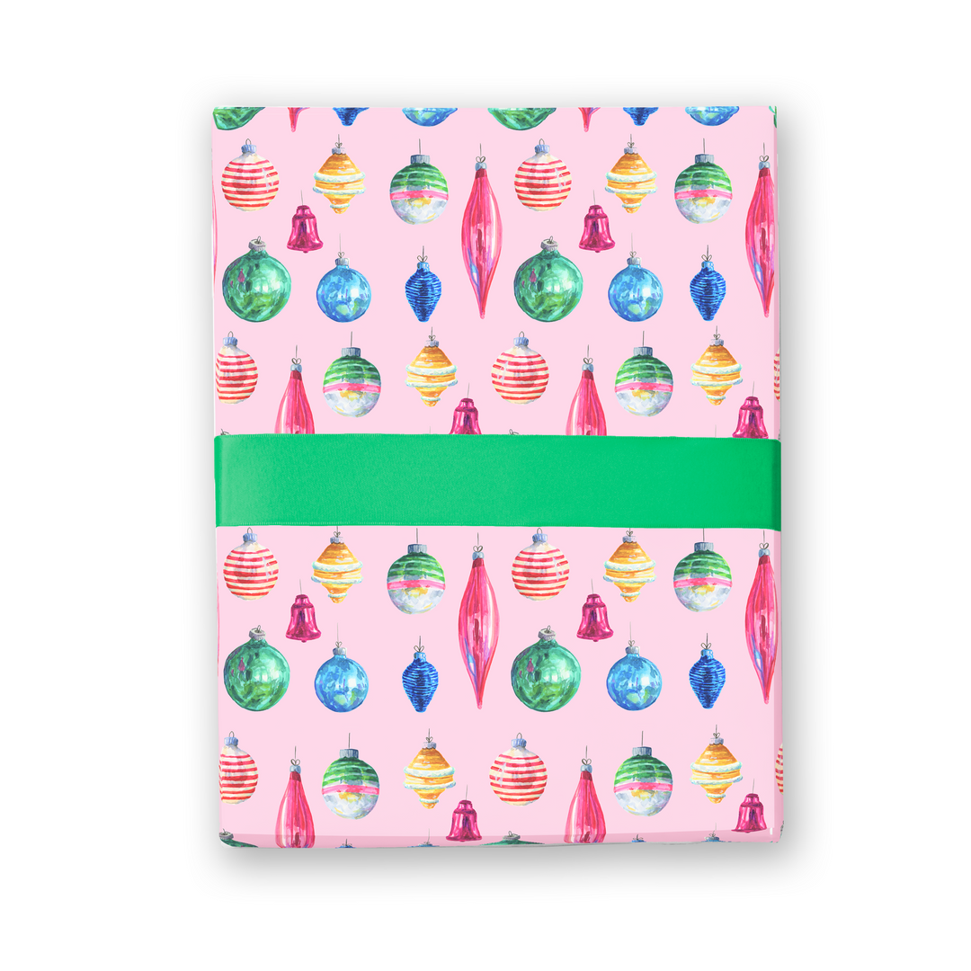 Pink Retro Ornaments Gift Wrap