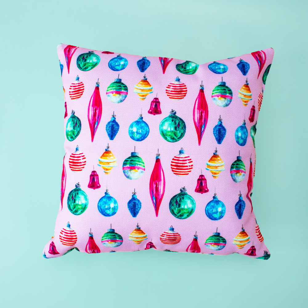 Retro Pink Ornaments Pillow