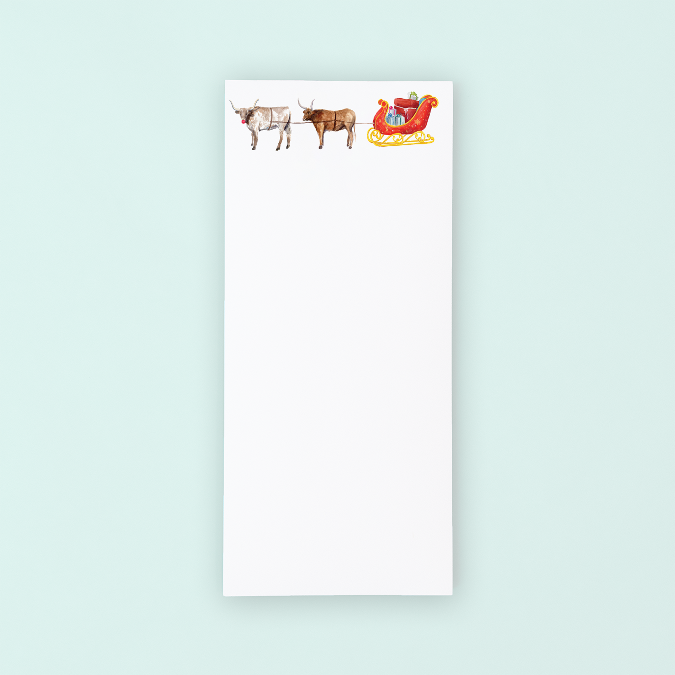 Longhorns Pulling Sleigh  Lists Pad