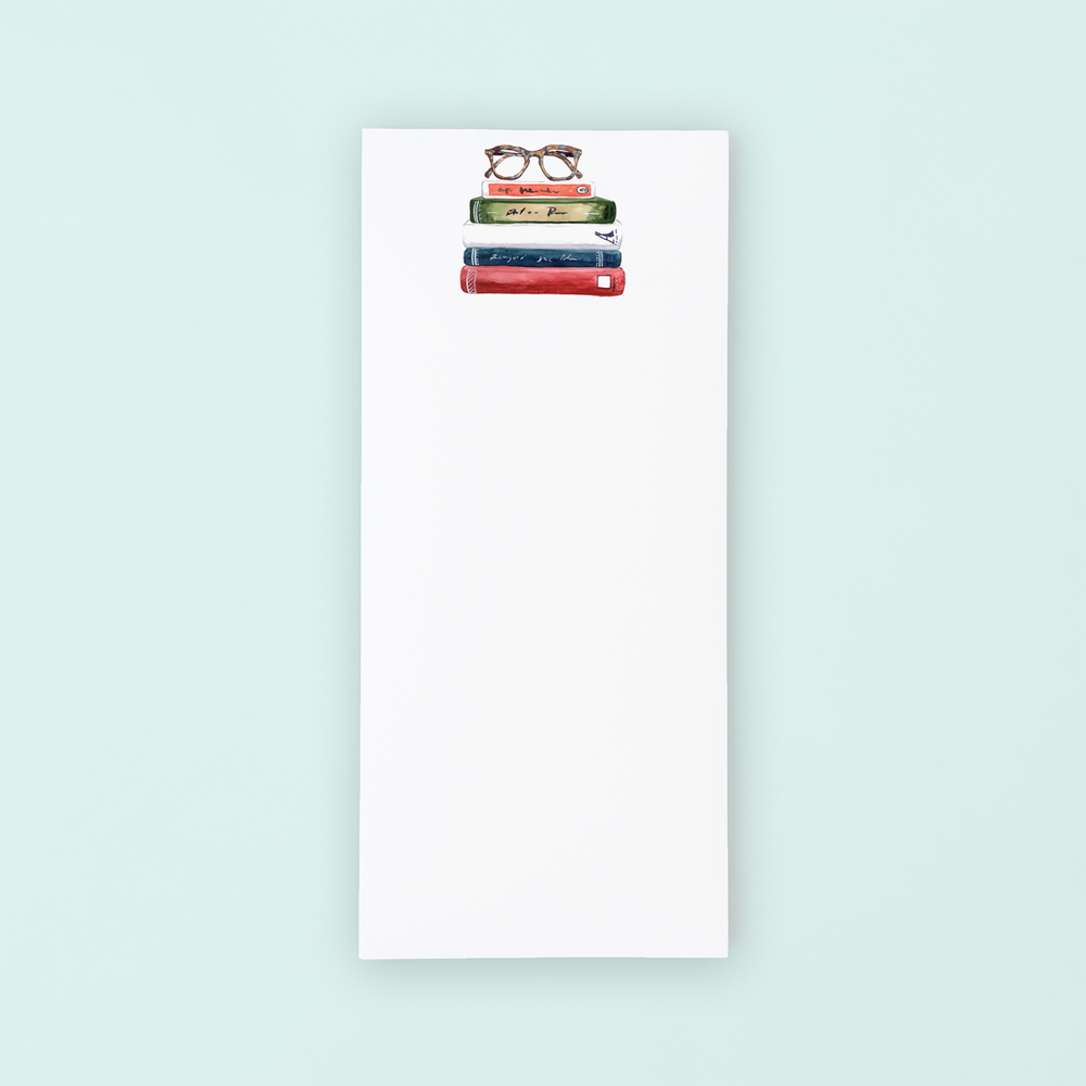 Book Stack with Glasses Lists Pad