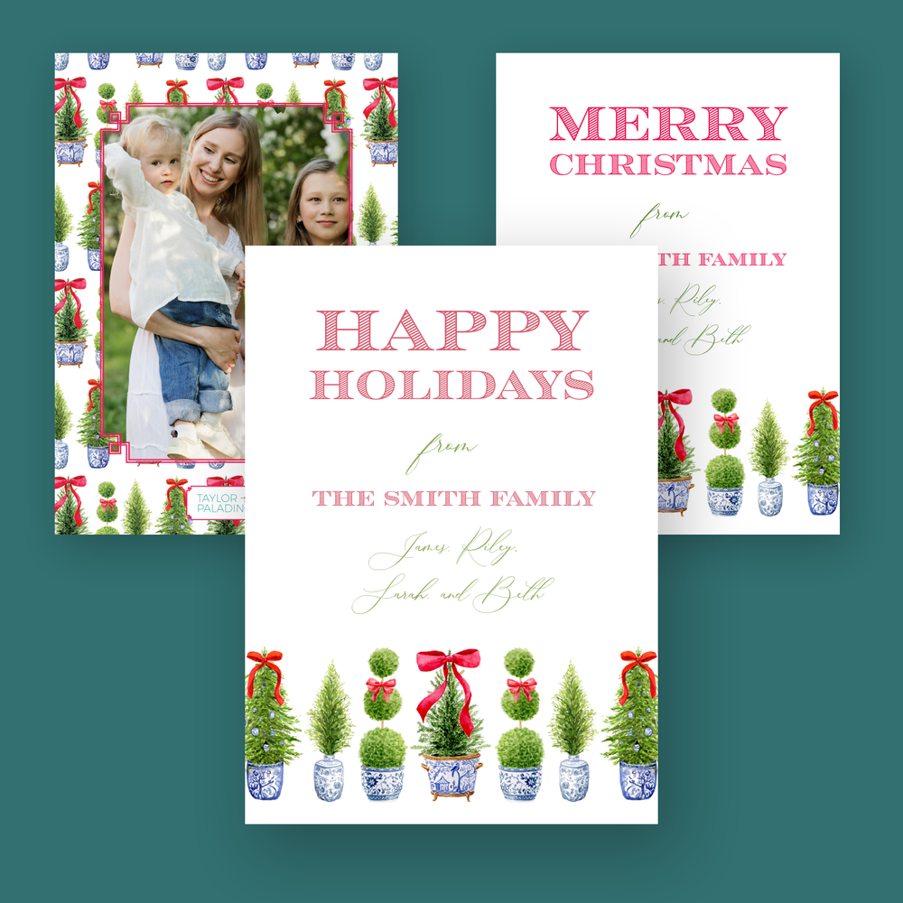 Christmas Topiaries Custom Holiday Cards