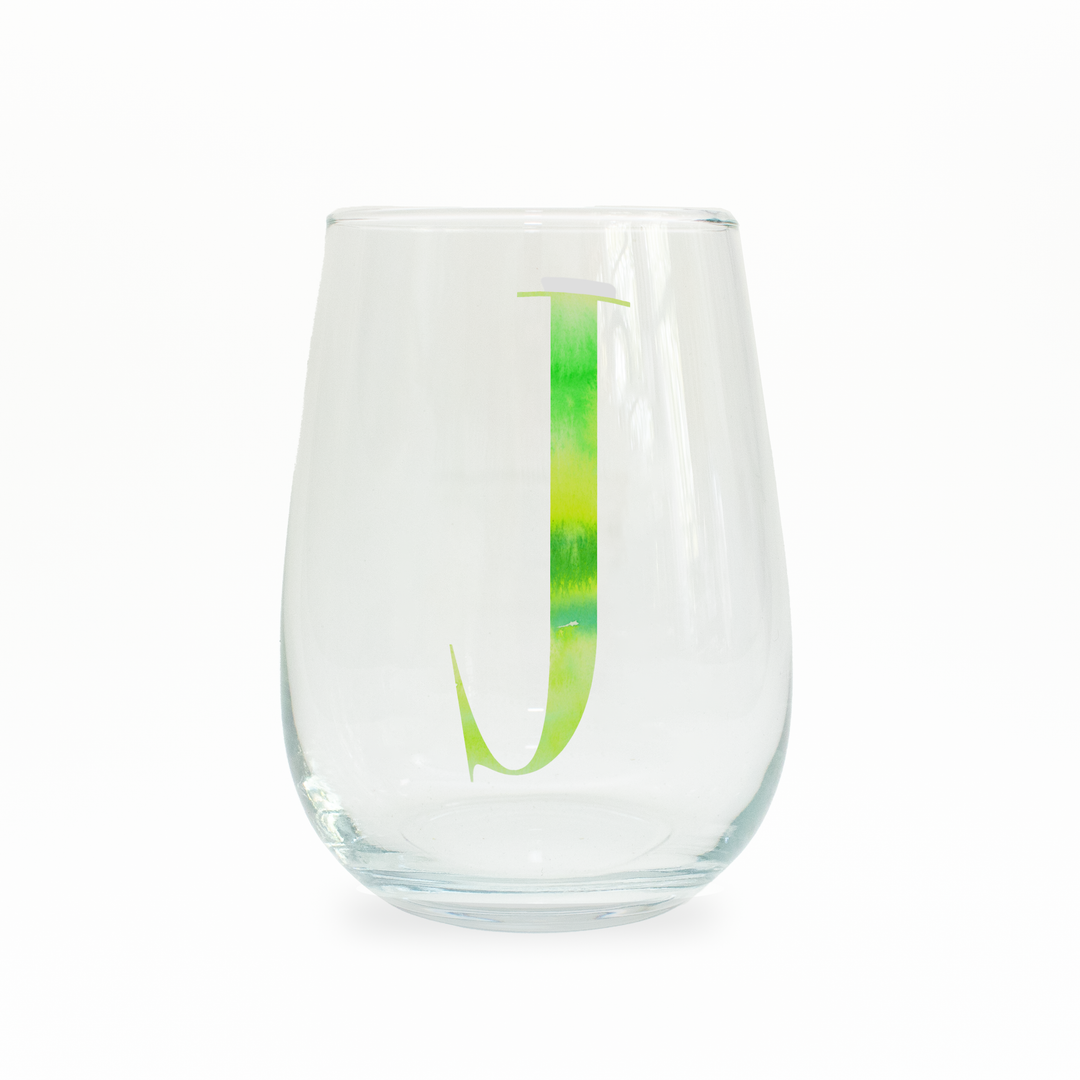 J Monogram Stemless Wine Glass