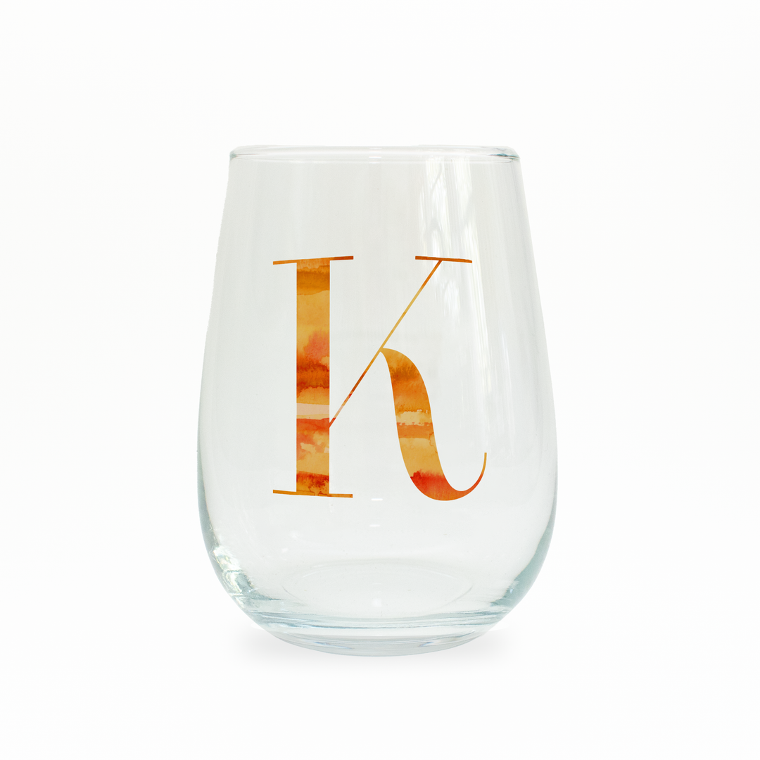 K Monogram Stemless Wine Glass