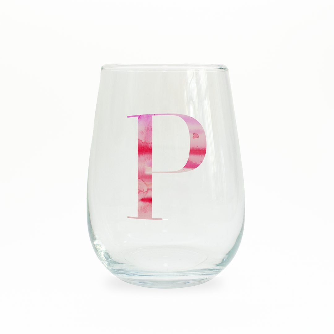 P Monogram Stemless Wine Glass