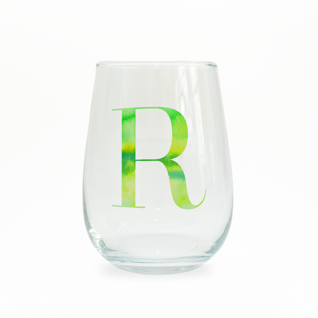 R Monogram Stemless Wine Glass