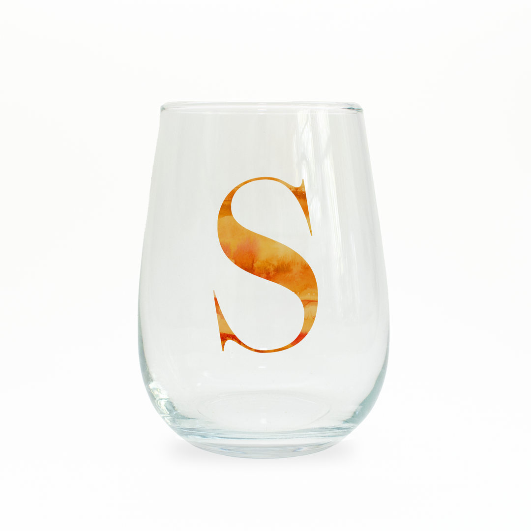 S Monogram Stemless Wine Glass