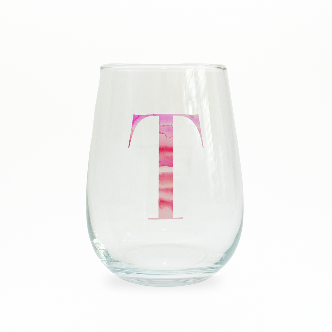 T Monogram Stemless Wine Glass