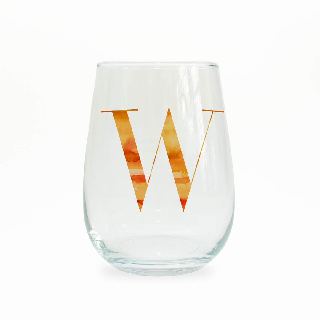 W Monogram Stemless Wine Glass