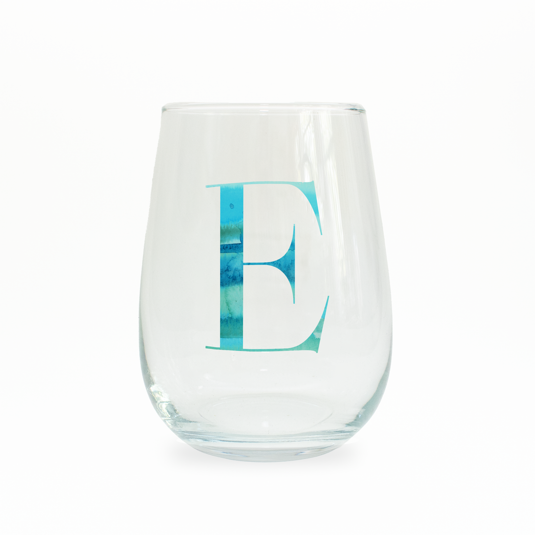 E Monogram Stemless Wine Glass