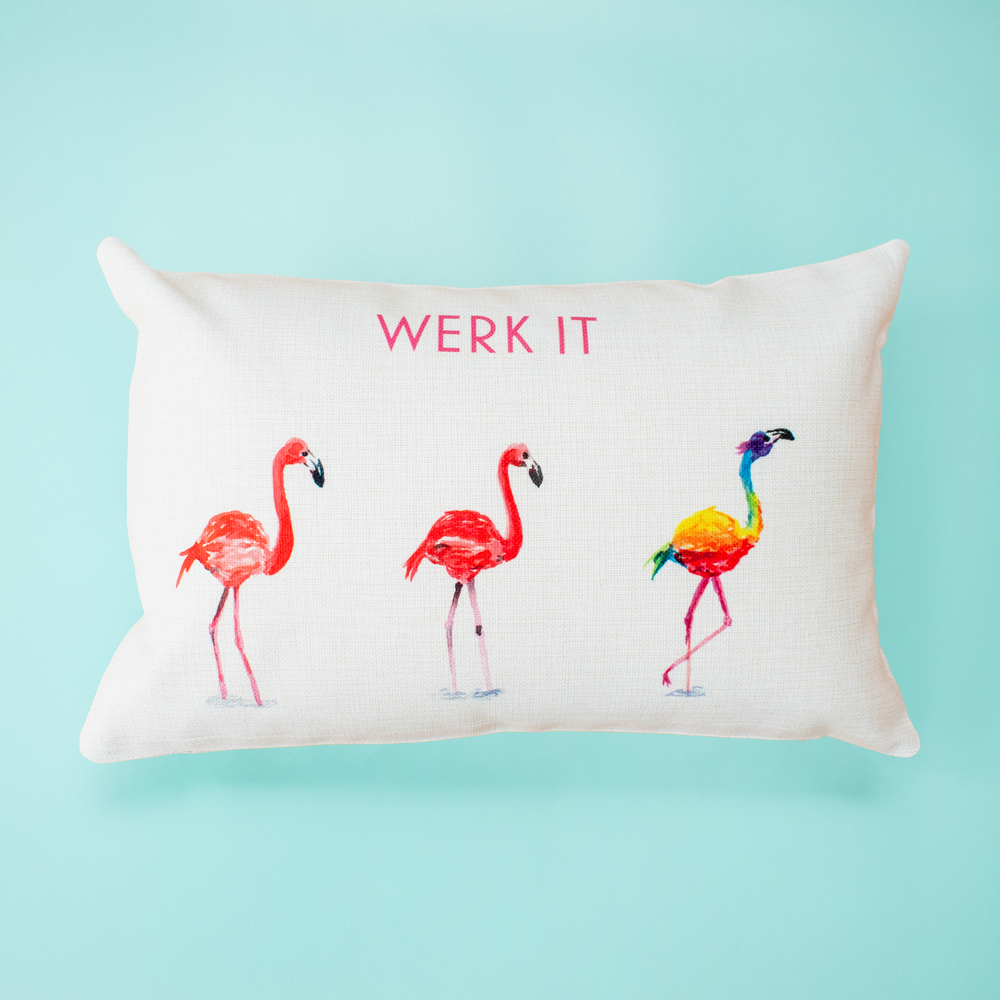 Werk It Flamingoes Pillow