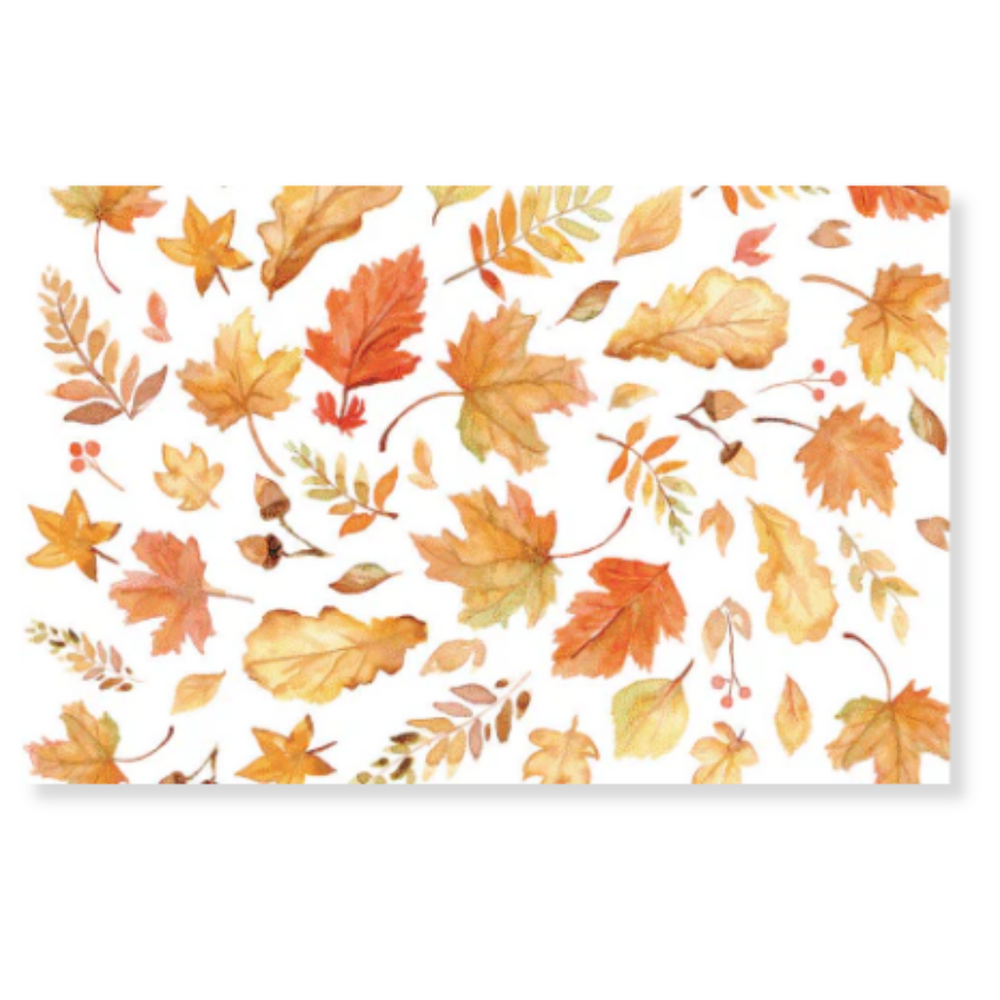 placemat with fall leaves on it