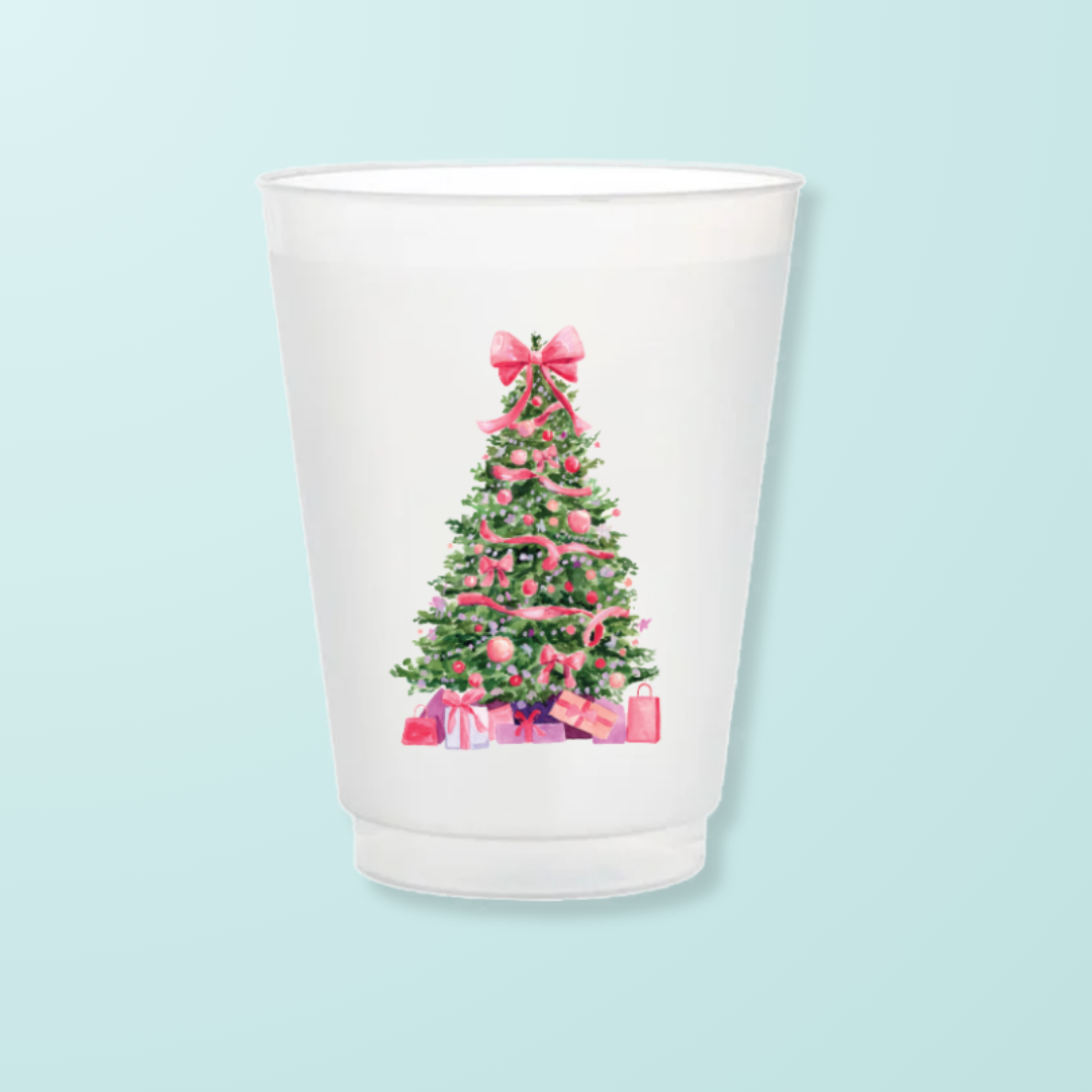 Pink Christmas Tree Frosted Cups