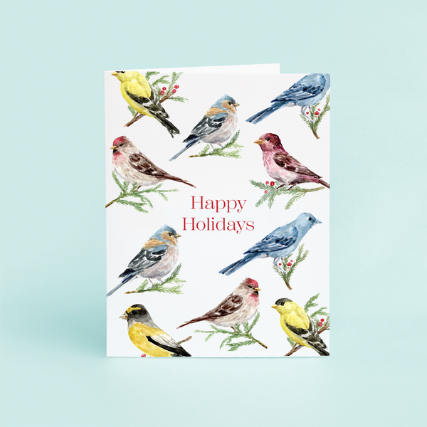 Holiday Finches "Happy Holidays"