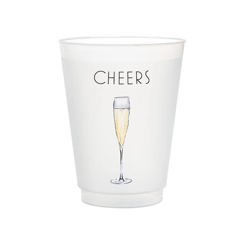 "Cheers" Champagne Flute Frosted Cups