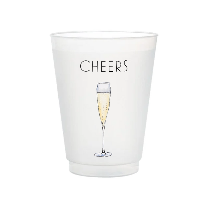 "Cheers" Champagne Flute Frosted Cups