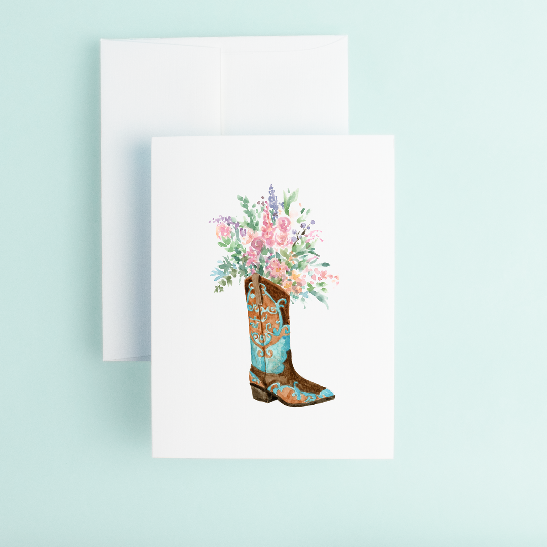 Blue Boot With Flowers