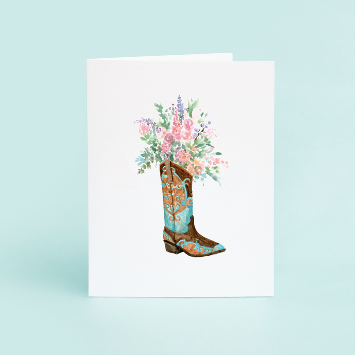 Blue Boot With Flowers